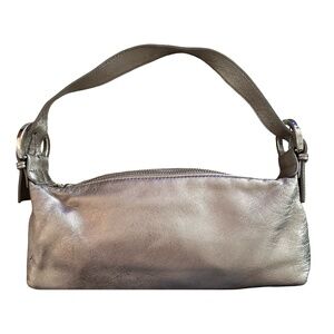 EXPRESS Silver Leather Small Purse Handbag 10”x 4”x 2”